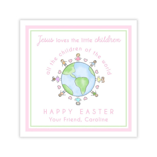 Jesus Loves the Little Children Easter Gift Tag (Pink)
