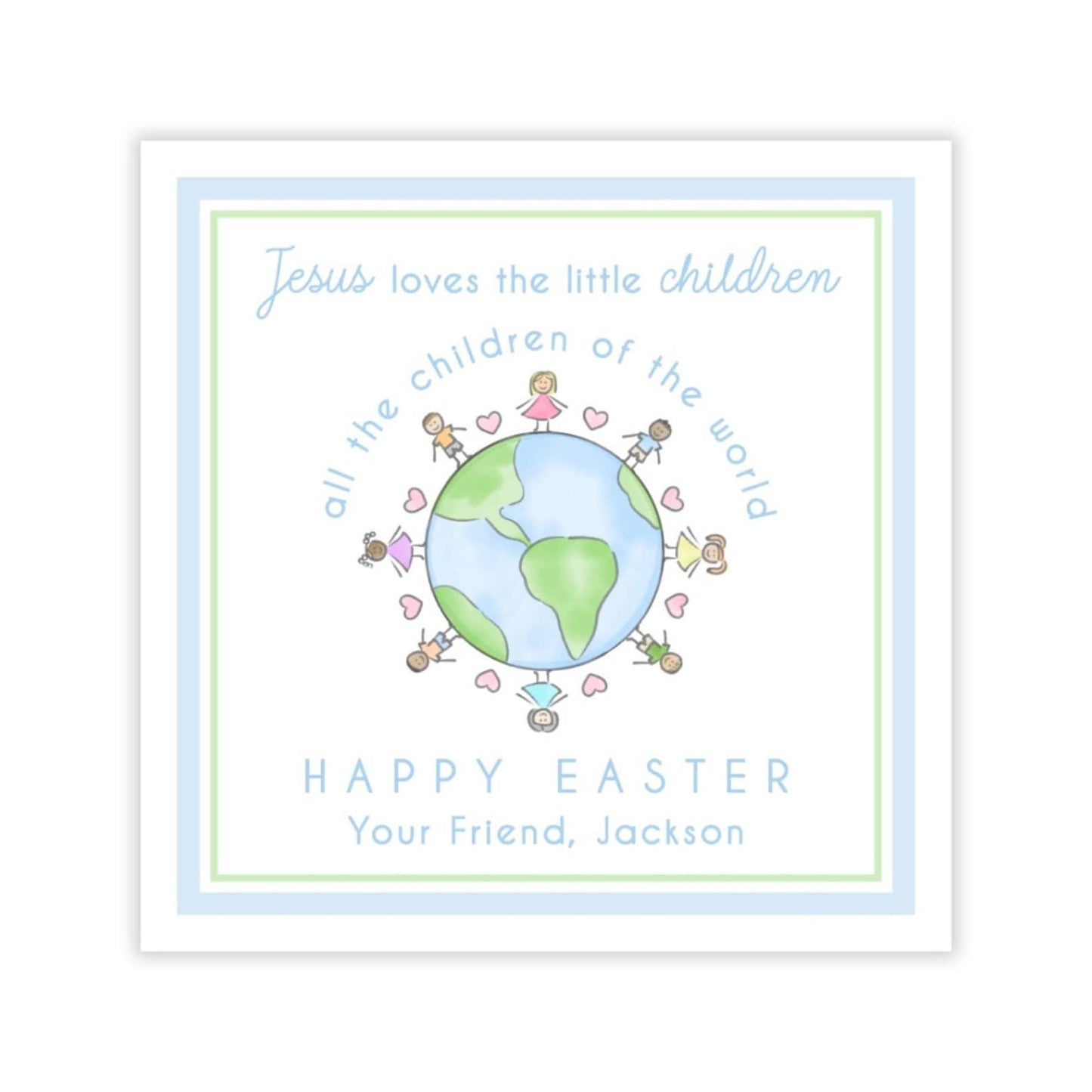 Jesus Loves the Little Children Easter Gift Tag (Blue)