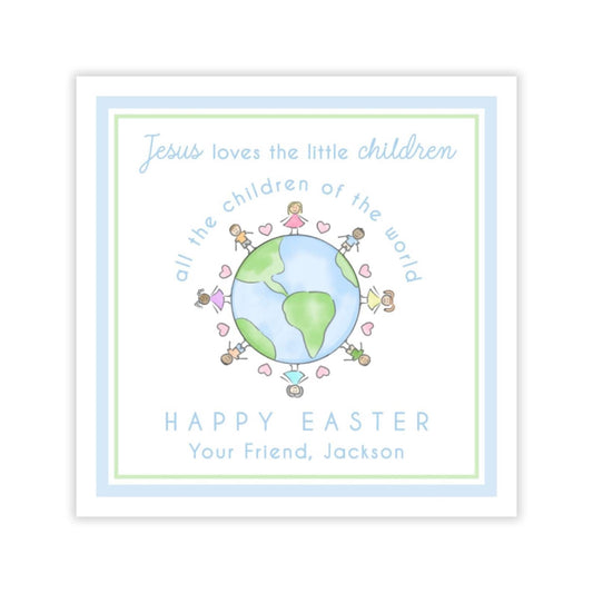 Jesus Loves the Little Children Easter Gift Tag (Blue)