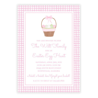 Gingham Easter Egg Hunt Invitations (Pink)