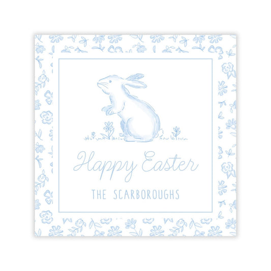 Ditsy Floral Bunny Easter Gift Tags (Blue)
