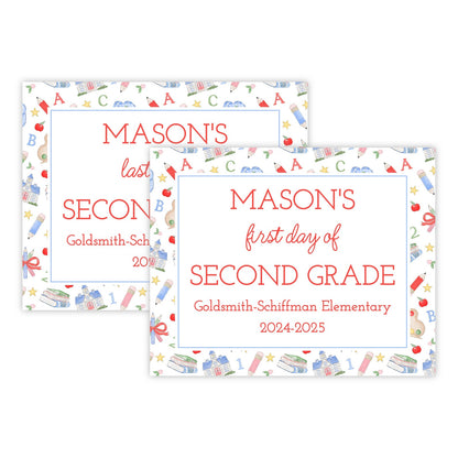 PRINTABLE First and Last Day of School Sign - Preppy School Days