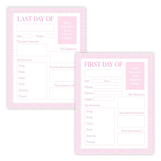 PRINTABLE First and Last Day of School Memory Book Pages (Pink)