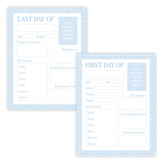 PRINTABLE First and Last Day of School Memory Book Pages (Blue)