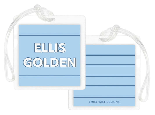 Laminated Bag Tag - Blue Stripe