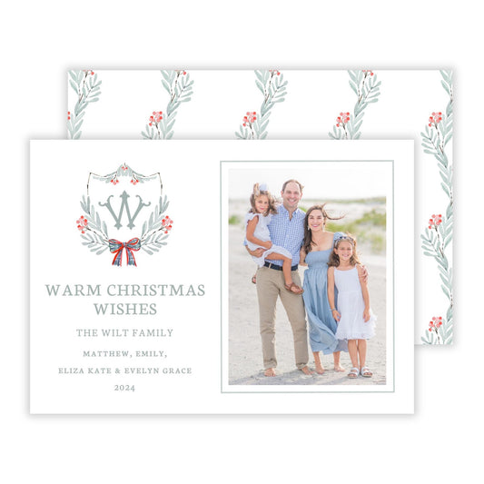 Christmas Photo Card - Believe Crest (Portrait Photo)