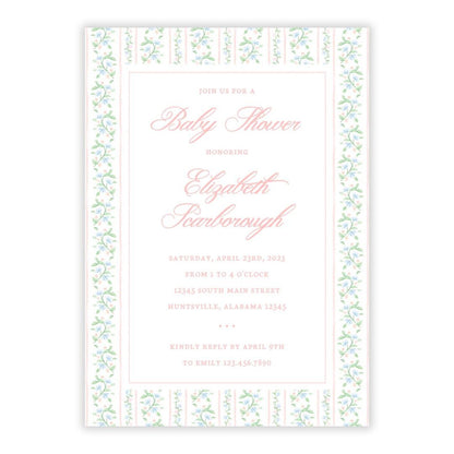 Peach Floral Toile Baby Shower Invitations