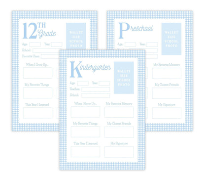 PRINTABLE School Memory Book Pages with Prompts (Blue)