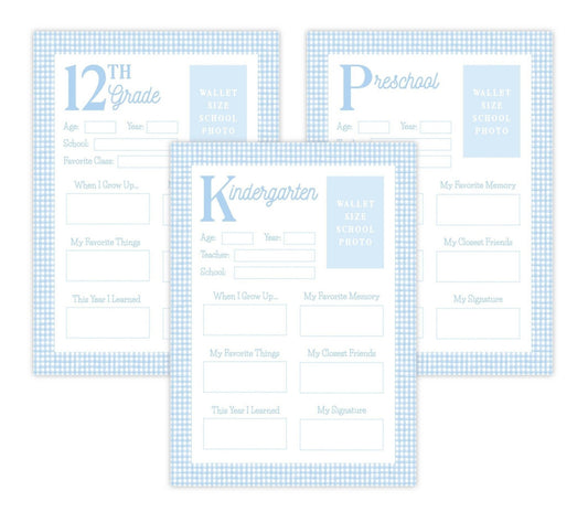 PRINTABLE School Memory Book Pages with Prompts (Blue)