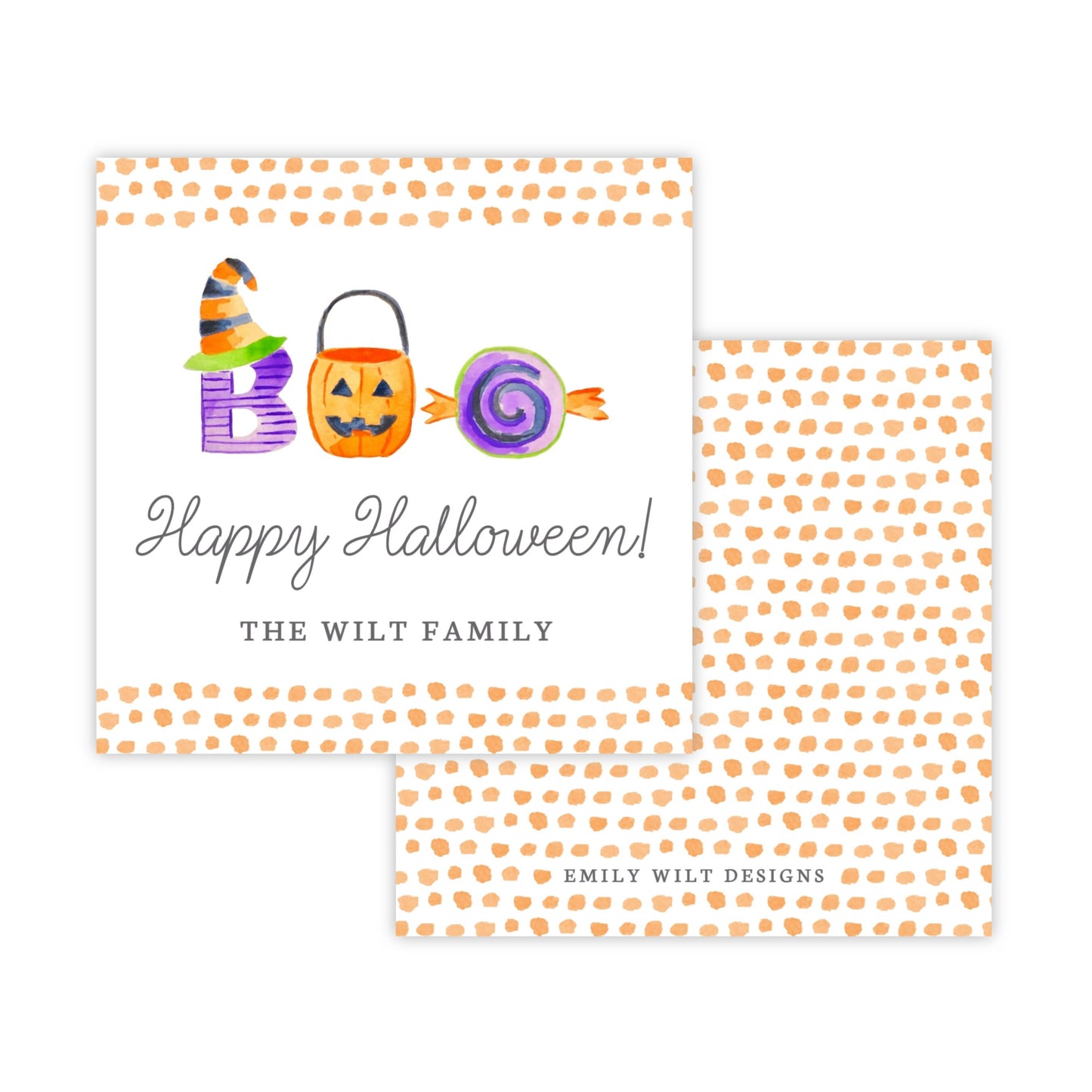 Kids Halloween Tags or Stickers - BOO Candy (Orange)