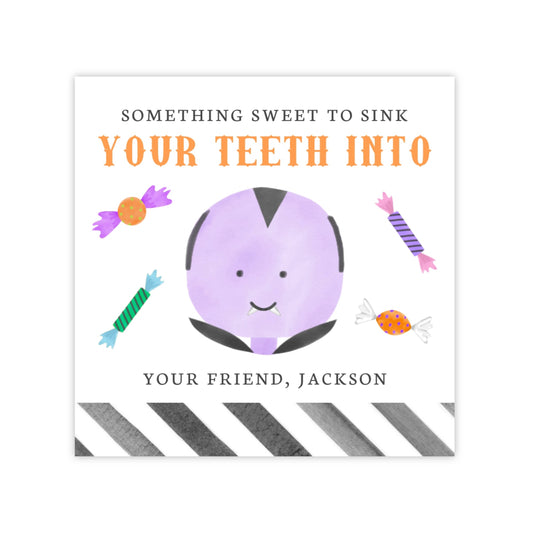 Kids Personalized Halloween Treat Tag - Vampire Candy