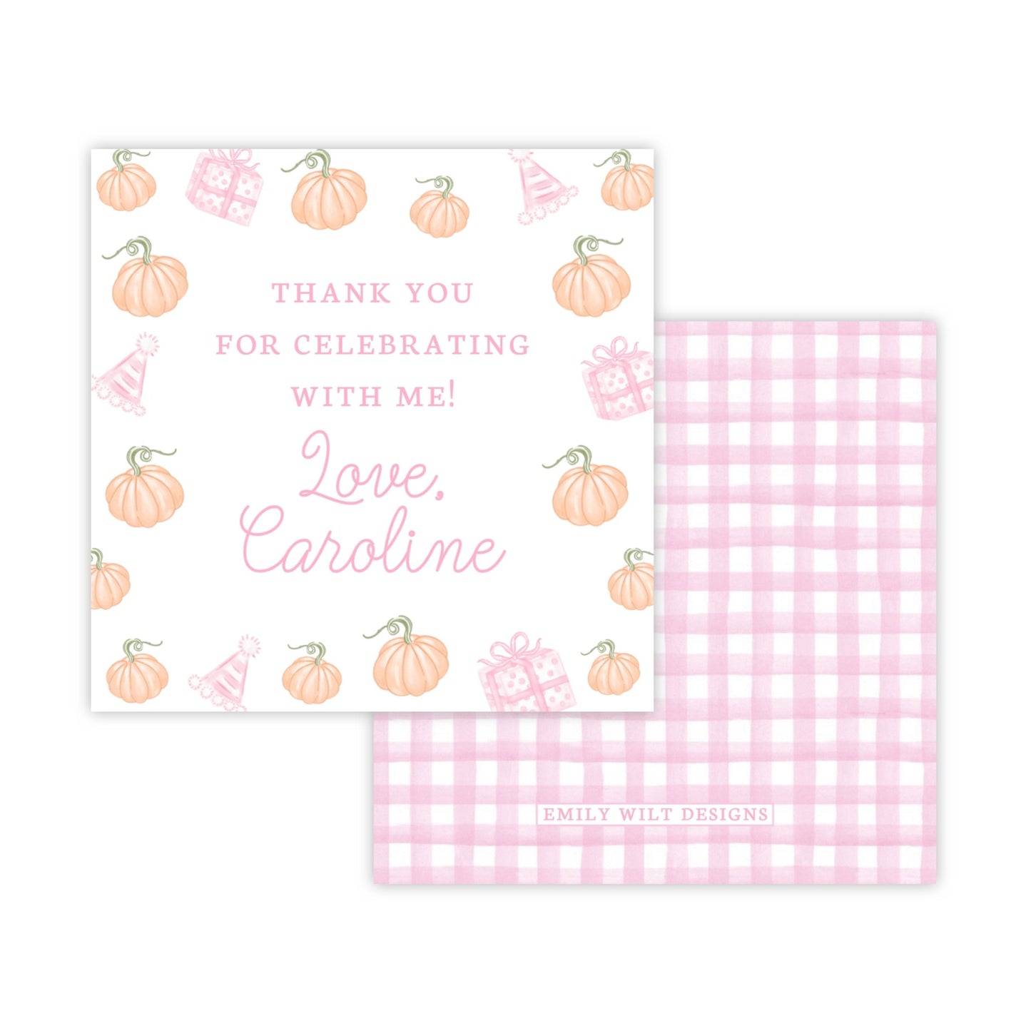 Kids Personalized Halloween Party Favor Tag - Pumpkins (Pink)