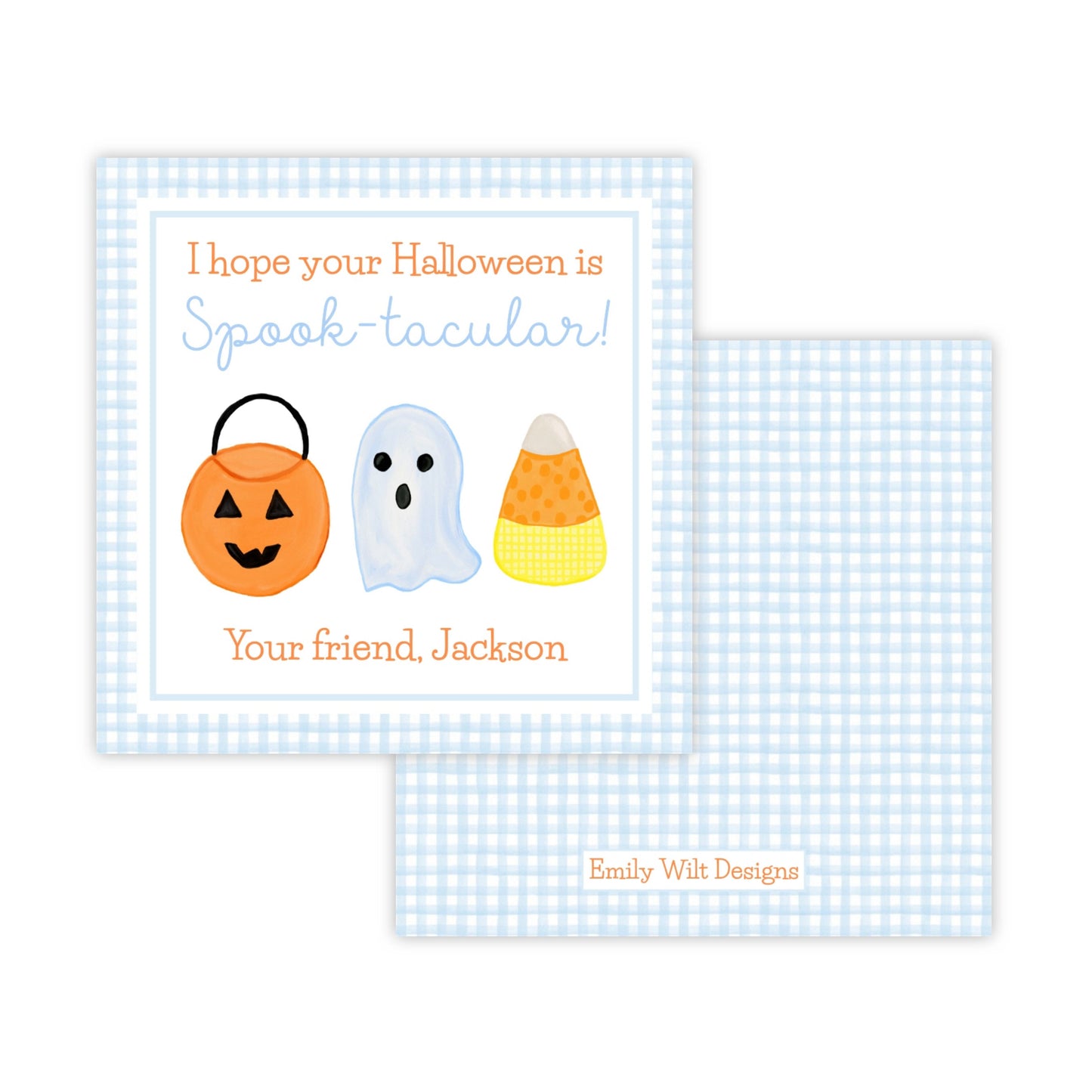 Kids Halloween Tags or Stickers - Spooktacular (Blue)