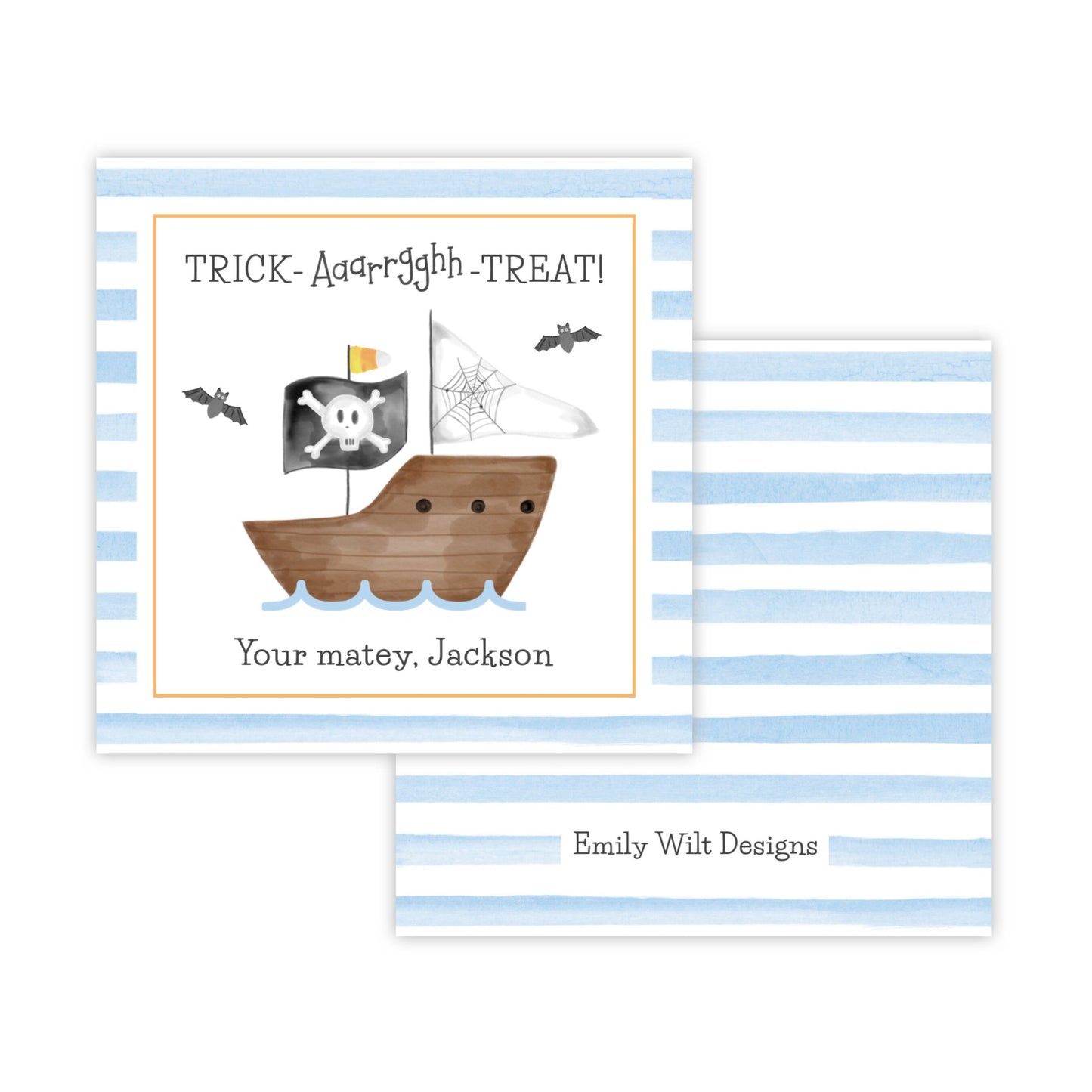 Kids Halloween Tags or Stickers - Pirate