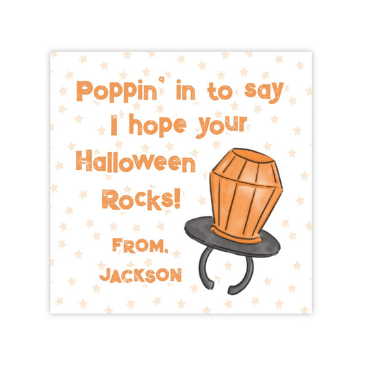 Kids Personalized Halloween Treat Tag - Gem Pop (Orange)