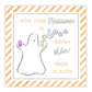 kids halloween tag featuring a ghost blowing bubbles