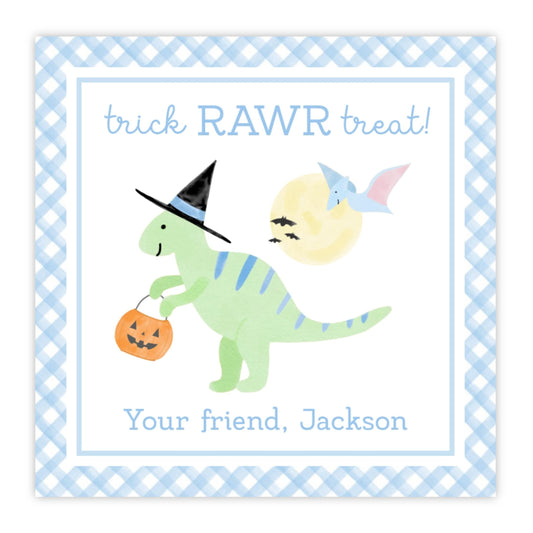 kids halloween tag dinosaur