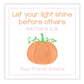 Kids halloween gift tag or stickers featuring the bible verse Matthew 5:16, "Let your light shine before others." Personalized with your name.