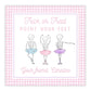 kids halloween tags or stickers featuring ghosts dressed in tutus to look like ballerinas with the saying "Trick or Treat Point Your Feet"