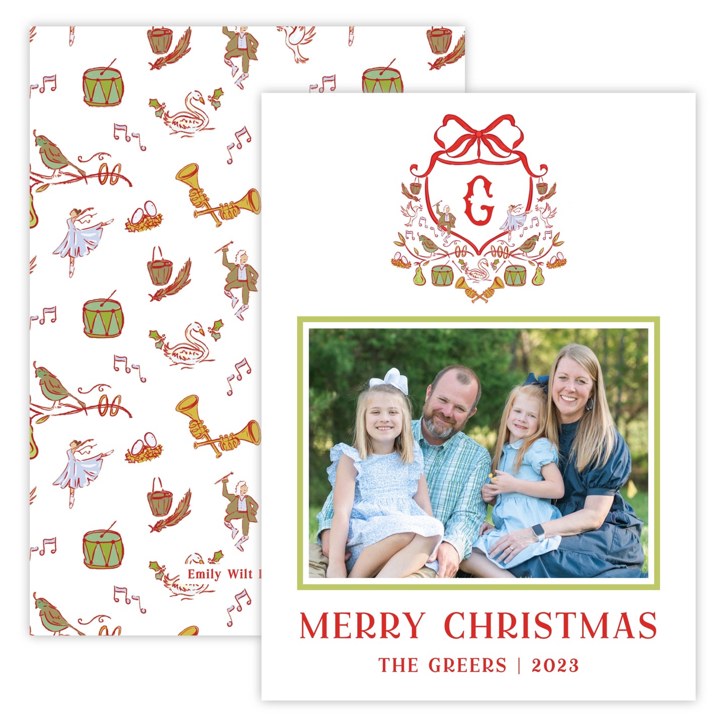 Christmas Photo Card - 12 Days of Christmas Crest (Landscape Photo)