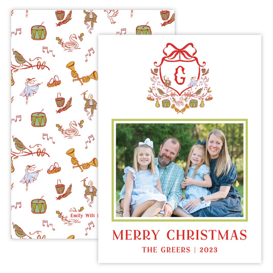 Christmas Photo Card - 12 Days of Christmas Crest (Landscape Photo)