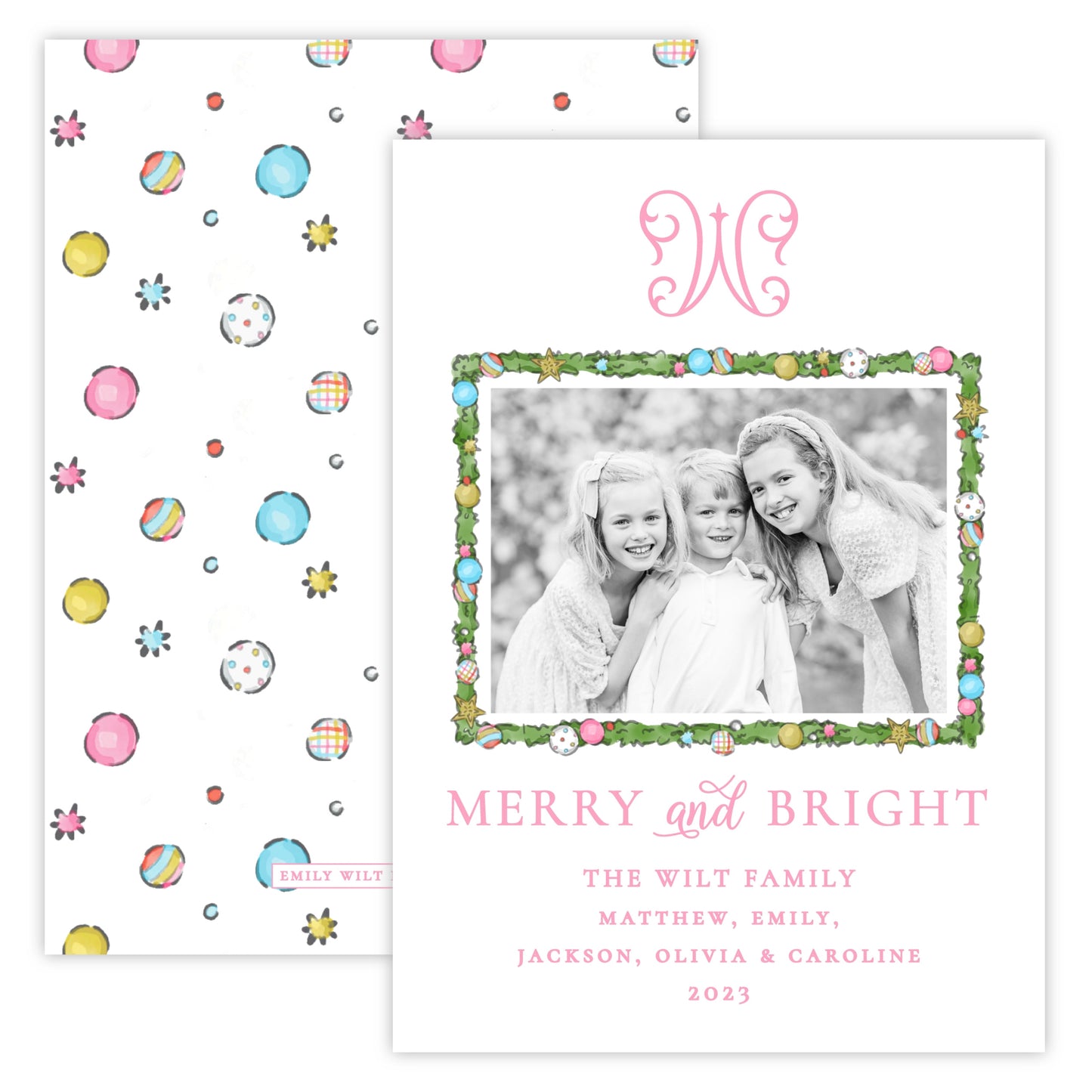 Christmas Photo Card - Merry and Bright (Landscape Photo)