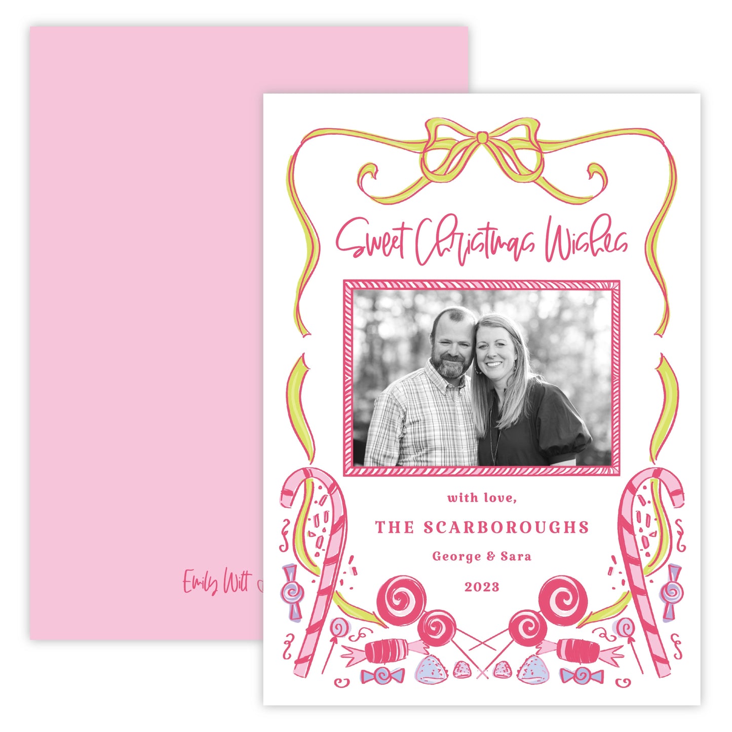 Christmas Photo Card - Colorful Christmas Candy (Landscape Photo)