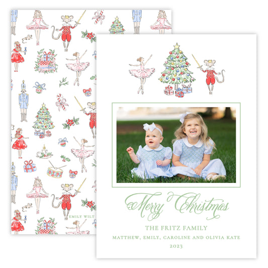Christmas Photo Card - Nutcracker Ballet (Landscape Photo)