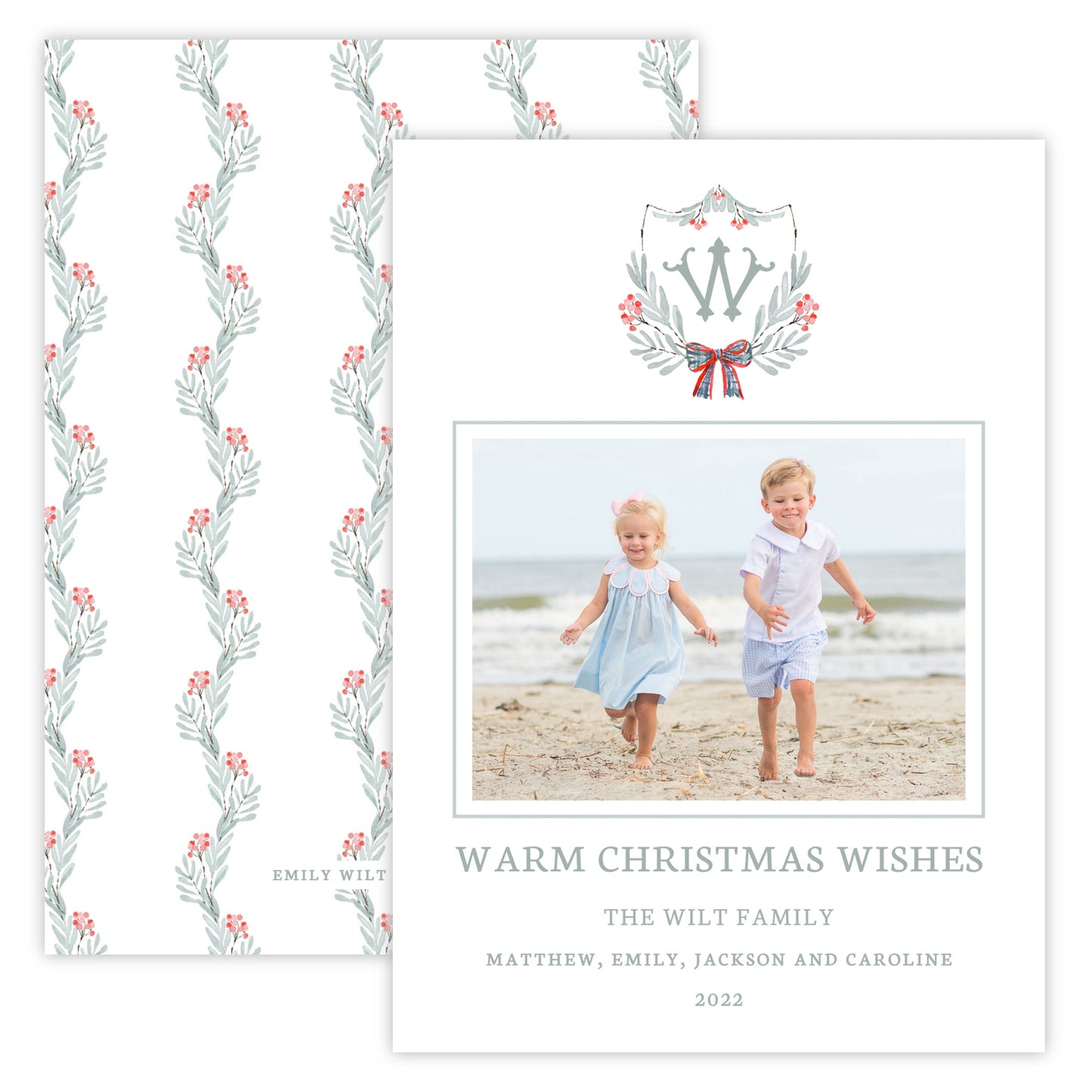 Christmas Photo Card - Believe Crest (Landscape Photo)