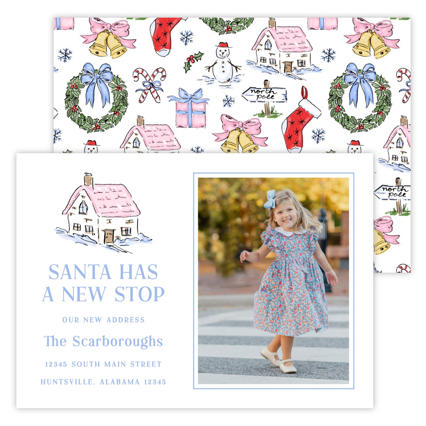 Christmas Photo Card - Snow Much Fun Moving Announcement (Portrait Photo_