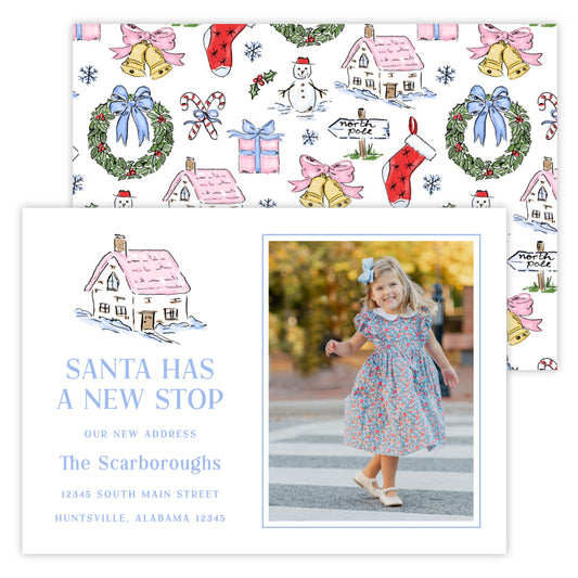 Christmas Photo Card - Snow Much Fun Moving Announcement (Portrait Photo_