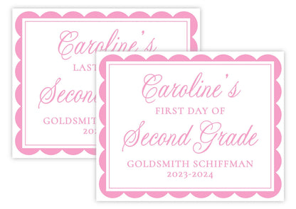 PRINTABLE First and Last Day of School Sign - Scallops (Pink)