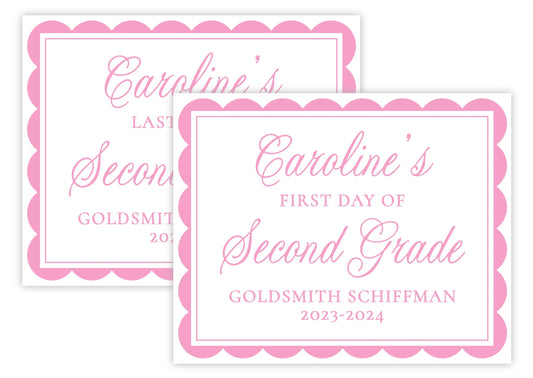 PRINTABLE First and Last Day of School Sign - Scallops (Pink)