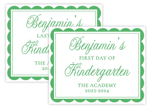 PRINTABLE First and Last Day of School Sign - Scallops (Green)