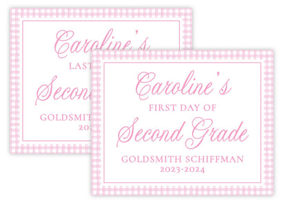 PRINTABLE First and Last Day of School Sign - Gingham (Pink)