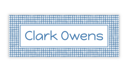 Personalized Water-Resistant Name Labels for School Supplies | 60 Pack (1x2.625") | Navy Gingham