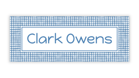 Personalized Water-Resistant Name Labels for School Supplies | 60 Pack (1x2.625") | Navy Gingham