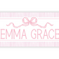 Personalized Water-Resistant Name Labels for School Supplies | 60 Pack (1x2.625") | Coquette Bow, Pink