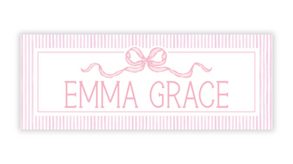 Personalized Water-Resistant Name Labels for School Supplies | 60 Pack (1x2.625") | Coquette Bow, Pink