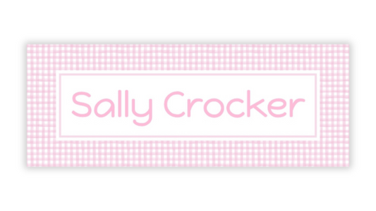 Personalized Water-Resistant Name Labels for School Supplies | 60 Pack (1x2.625") |  Pink Gingham