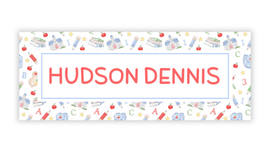 Personalized Water-Resistant Name Labels for School Supplies | 60 Pack (1x2.625") | Preppy School Days, Block