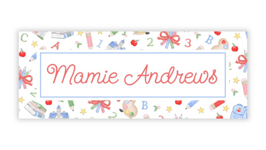 Personalized Water-Resistant Name Labels for School Supplies | 60 Pack (1x2.625") | Preppy School Days, Script