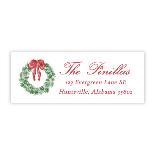Christmas Address Labels - Tied with a Bow Wreath