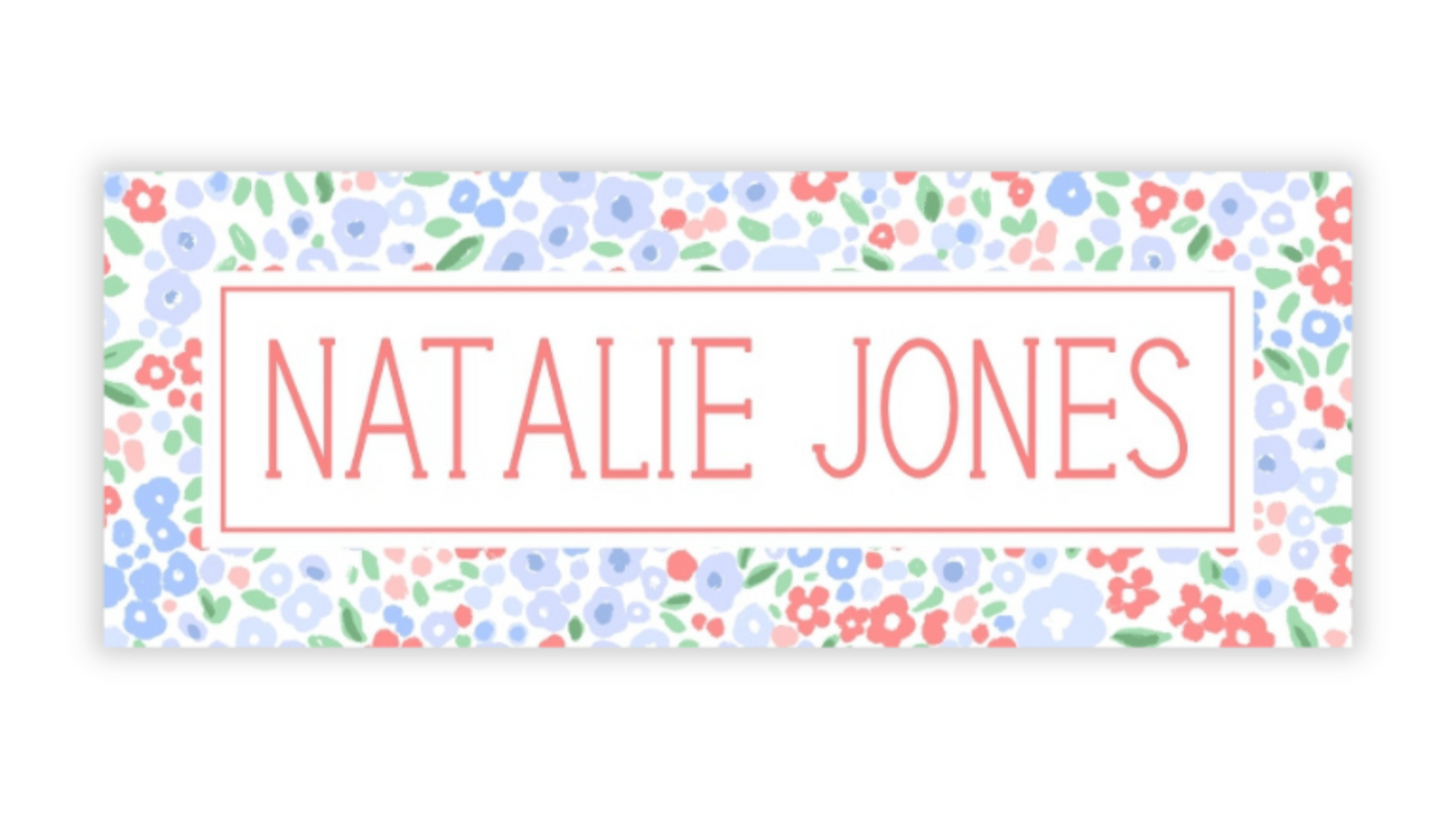 Personalized Water-Resistant Name Labels for School Supplies | 60 Pack (1x2.625") | Patriotic Millefleur
