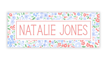 Personalized Water-Resistant Name Labels for School Supplies | 60 Pack (1x2.625") | Patriotic Millefleur