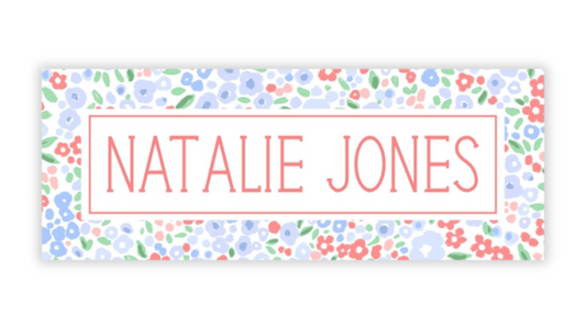 Personalized Water-Resistant Name Labels for School Supplies | 60 Pack (1x2.625") | Patriotic Millefleur