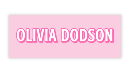 Personalized Water-Resistant Name Labels for School Supplies | 60 Pack (1x2.625") | Bubble Text - Pink