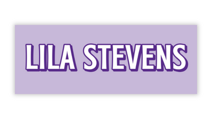 Personalized Water-Resistant Name Labels for School Supplies | 60 Pack (1x2.625") | Bubble Text - Purple