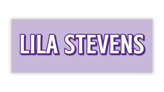 Personalized Water-Resistant Name Labels for School Supplies | 60 Pack (1x2.625") | Bubble Text - Purple