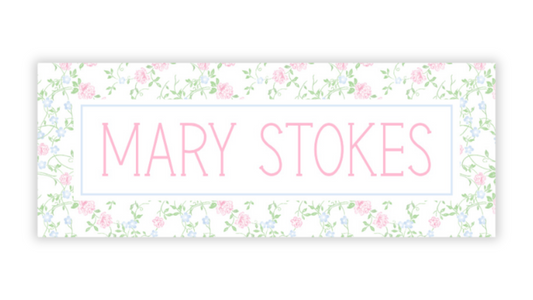 Personalized Water-Resistant Name Labels for School Supplies | 60 Pack (1x2.625") | Coquette Floral